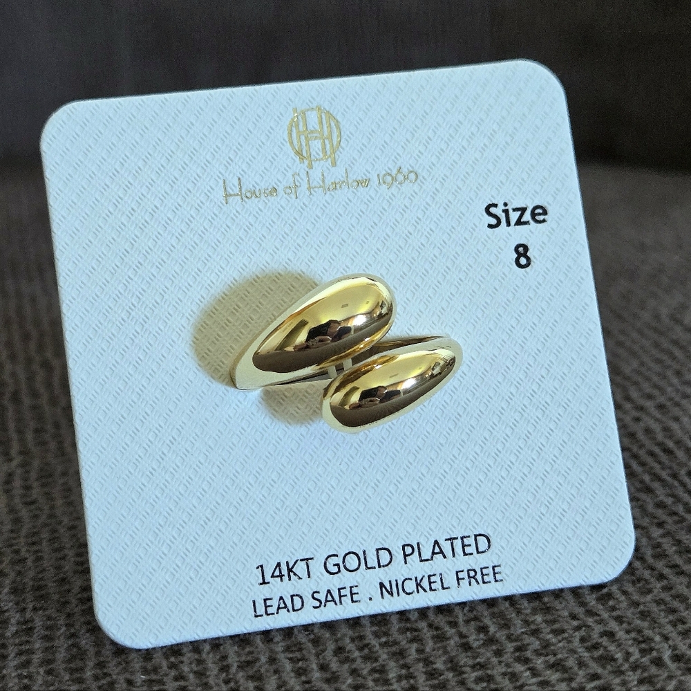 House🏠 of Harlow 1960 Gold💛 Raindrops💧 Bypass Ring💍 - Picture 7 of 15